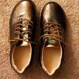 ALEGRIA Leather Lace-up shoes..37..Gold/Bronze